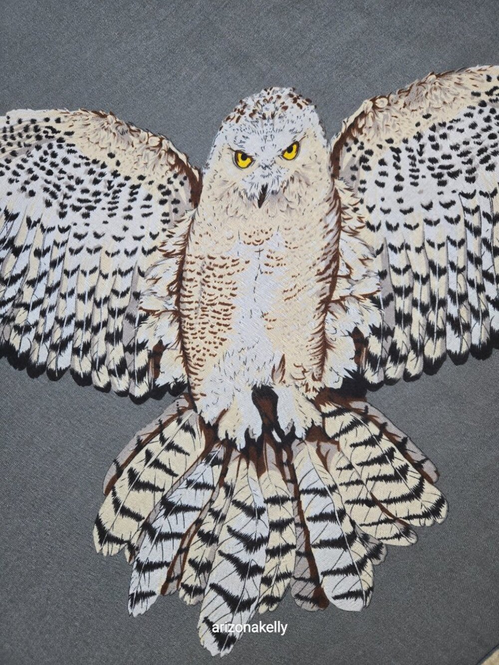 Owls in Flight Scarf Oblong Black & Grey Bird Scarf - Picture 5 of 12